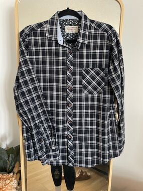 Black & White Plaid Button-Down Shirt